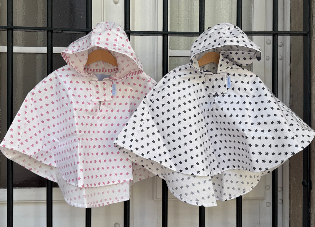 Capa de Chuva Branco estrelas rosa
