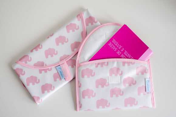 Porta documentos elefantes rosa